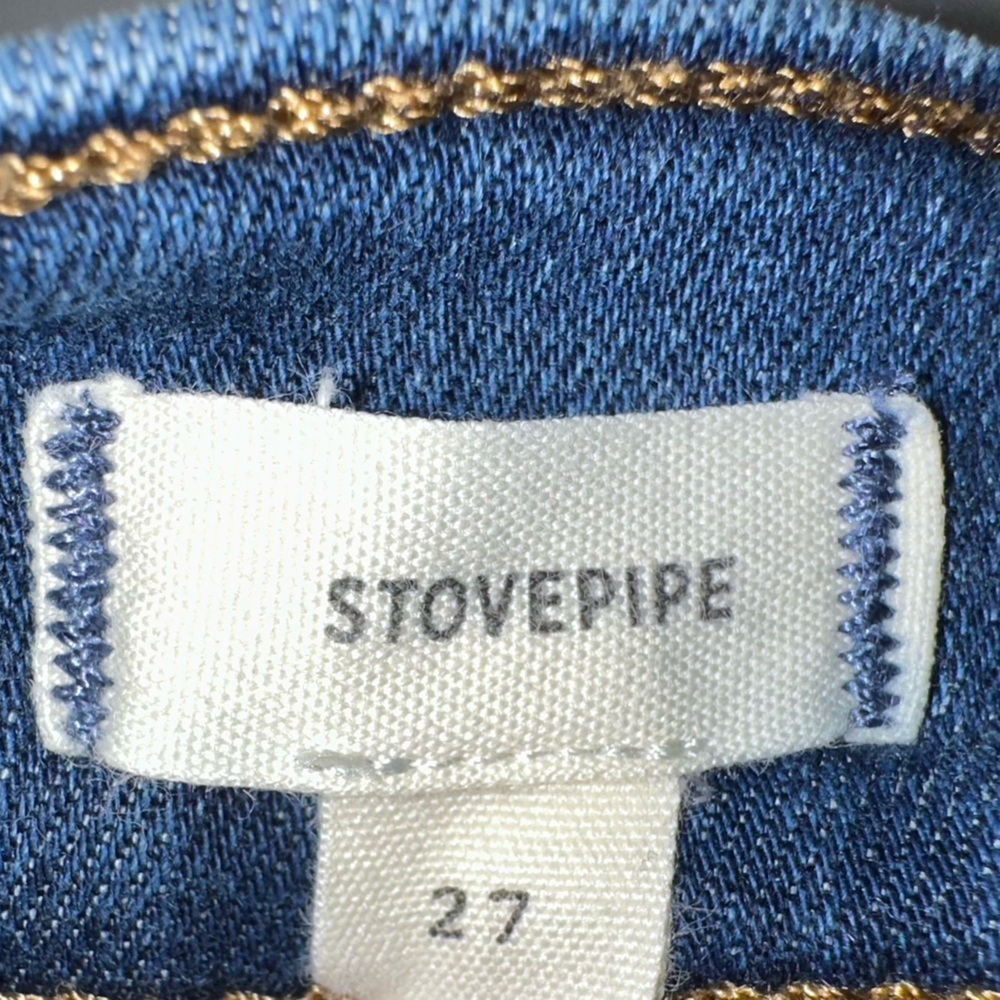 Madewell Stovepipe Jeans Blue High Rise Straight Leg Size 27 Stretch - Picture 4 of 11